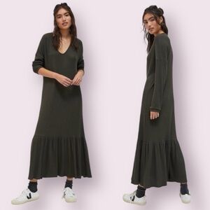 Anthropologie Saturday Sunday Taylor Flounced Maxi Dress Olive Green Medium